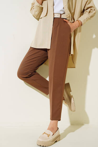 Havuç Paça Pantolon Kahve - Pantolon