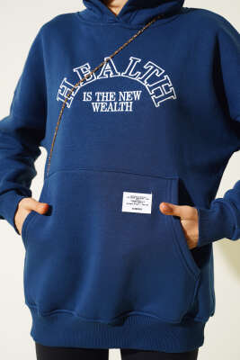 Health Nakışlı Üç İplik Sweatshirt Lacivert - Yeni Giyim