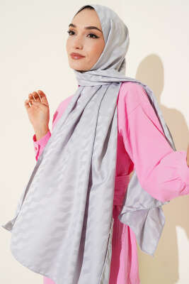 Helezon Desen Jakar Şal Gri - Başörtüsü