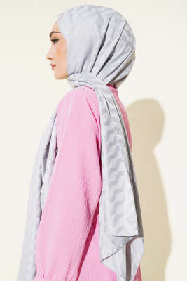 Helezon Desen Jakar Şal Gri - Başörtüsü