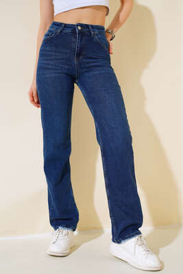 Lazerli Kot Pantolon Mavi 