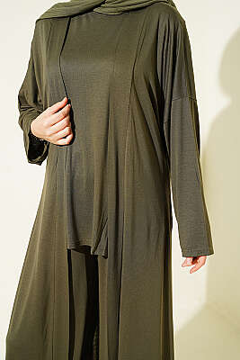 Hırkalı Basic Üçlü Takım Haki - ÇOK SATANLAR
