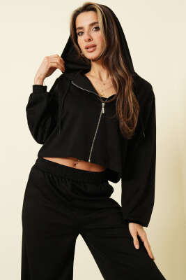 Hırkalı Loyşa Üçlü Takım Siyah - Kadın Giyim Modelleri