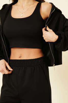 Hırkalı Loyşa Üçlü Takım Siyah - Kadın Giyim Modelleri