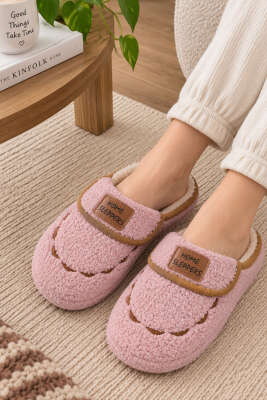 Home Sleppers Yazılı Ev Terliği Pembe 