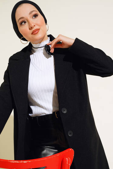 İç Astarlı Kaşe Kaban Siyah - Kaban