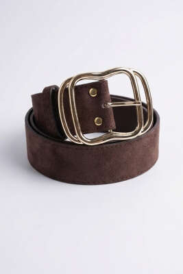 İç İçe Gold Tokalı Kemer Kahve Süet - DESREE KEMER