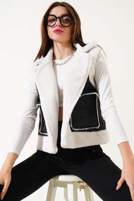 İçi Kürklü Çift Cepli Kısa Yelek Siyah - Kadın Giyim Modelleri