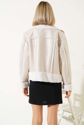 	 İçi Kürklü Fermuarlı Deri Mont Taş - Kadın Giyim Modelleri