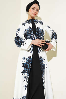 İçlik Görünümlü Kemerli Elbise Siyah - Tesettür Elbise