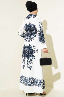 İçlik Görünümlü Kemerli Elbise Siyah - Tesettür Elbise