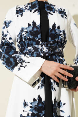 İçlik Görünümlü Kemerli Elbise Siyah - Tesettür Elbise