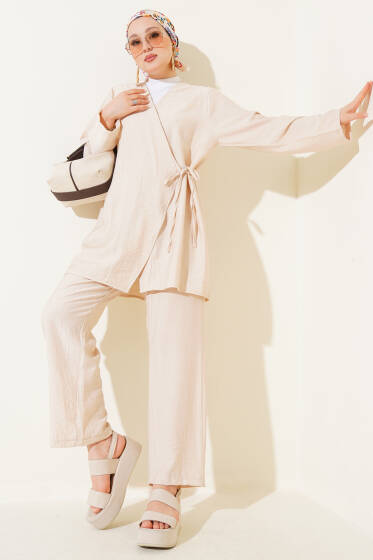 İçten Bağlamalı Basic İkili Takım Bej - İkili Takım