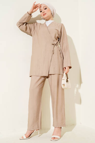 İçten Bağlamalı Basic İkili Takım Latte - İkili Takım