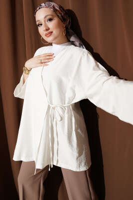 İp Bağlamalı Kimono Ekru 
