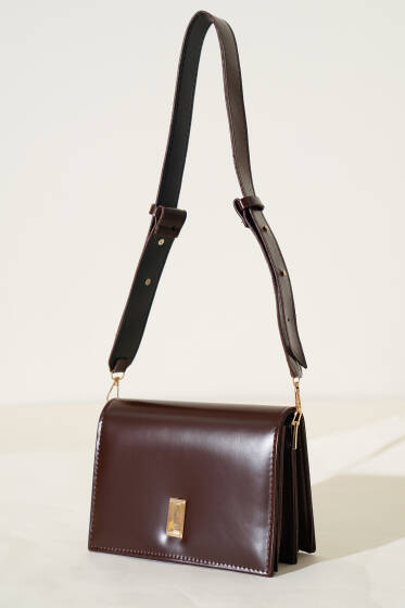 İki Bölmeli Mıknatıslı Çanta Acı Kahve - Kol Çantası