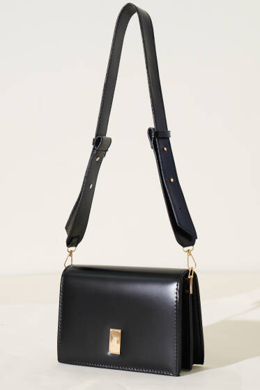 İki Bölmeli Mıknatıslı Çanta Siyah - Kol Çantası