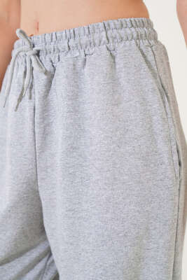 İki İp Paça Lastikli Jogger Pantolon Gri - Kadın Giyim Modelleri
