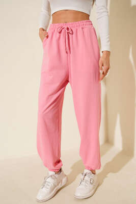 İki İp Paça Lastikli Jogger Pantolon Pembe - Kadın Giyim Modelleri
