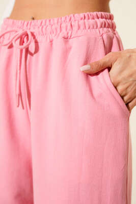 İki İp Paça Lastikli Jogger Pantolon Pembe - Kadın Giyim Modelleri