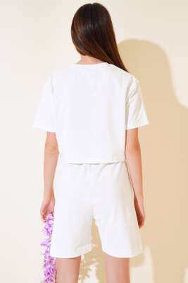 İki İpli Şortlu Takım Ekru - Kadın Giyim Modelleri