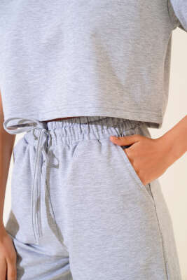 İki İpli Şortlu Takım Gri - Kadın Giyim Modelleri