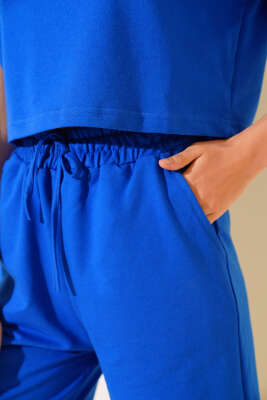 İki İpli Şortlu Takım Saks - Kadın Giyim Modelleri