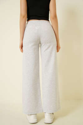 İki İplik Bel Lastikli Pantolon Gri - Kadın Giyim Modelleri