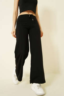 İki İplik Bel Lastikli Pantolon Siyah - DİVON