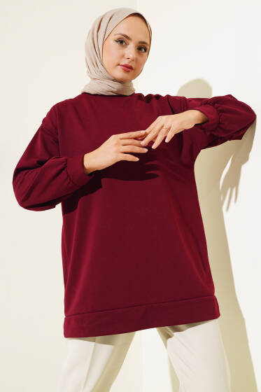 İki İplik Düz Tunik Bordo - 100-300 TL Ürünler