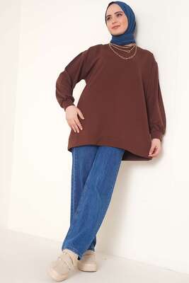 İki İplik Düz Tunik Kahve - 100-300 TL Ürünler