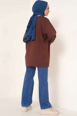 İki İplik Düz Tunik Kahve - Yılın Fırsatı