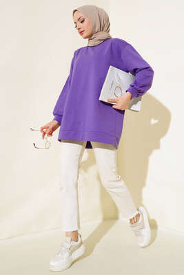 İki İplik Düz Tunik Mor - Yılın Fırsatı