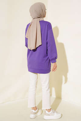 İki İplik Düz Tunik Mor - Yılın Fırsatı