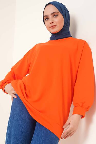 İki İplik Düz Tunik Oranj - Tunik