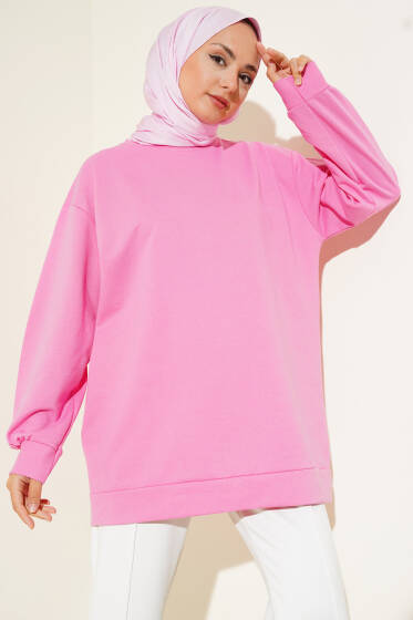 İki İplik Düz Tunik Pembe - Tunik