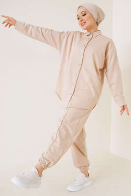 İki İplik Gömlekli İkili Takım Bej 