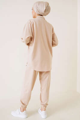 İki İplik Gömlekli İkili Takım Bej - İKİLİ TAKIM