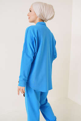 İki İplik Gömlekli İkili Takım Mavi - İKİLİ TAKIM