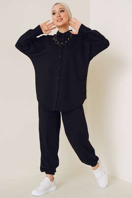 İki İplik Gömlekli İkili Takım Siyah 