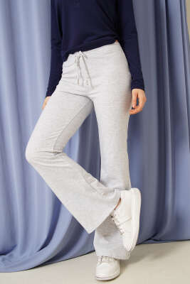 İki İplik İspanyol Paça Pantolon Gri - Kadın Giyim Modelleri