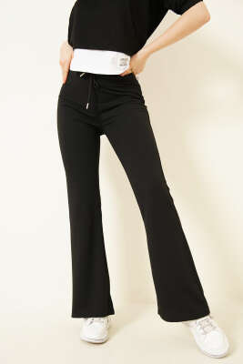 İki İplik İspanyol Paça Pantolon Siyah - DİVON