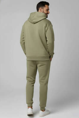 İki İplik Kapüşonlu Erkek Eşofman Takımı Haki - ERKEK İKİLİ TAKIM