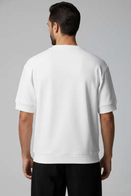 İki İplik Ribanalı Erkek Tişört Beyaz - Yılın Fırsatı