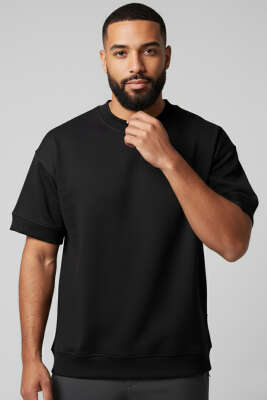 İki İplik Ribanalı Erkek Tişört Siyah - WOLEE