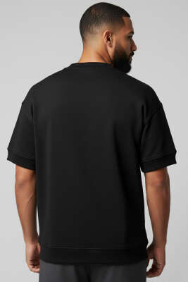 İki İplik Ribanalı Erkek Tişört Siyah - Yılın Fırsatı