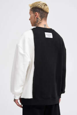 İki Renkli Cepli Erkek Sweatshirt Siyah - Erkek Sweatshirt