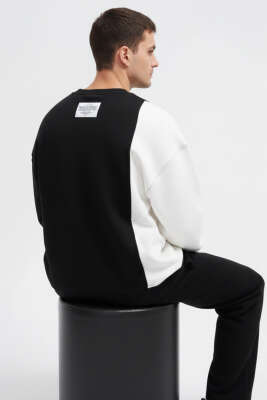 İki Renkli Cepli Erkek Sweatshirt Siyah - Erkek Sweatshirt