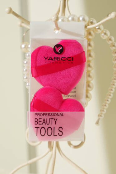 İkili Kalp Tasarımlı Makyaj Süngeri Seti Fuşya - Makyaj Aksesuarları