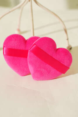 İkili Kalp Tasarımlı Makyaj Süngeri Seti Fuşya - Makyaj Aksesuarları